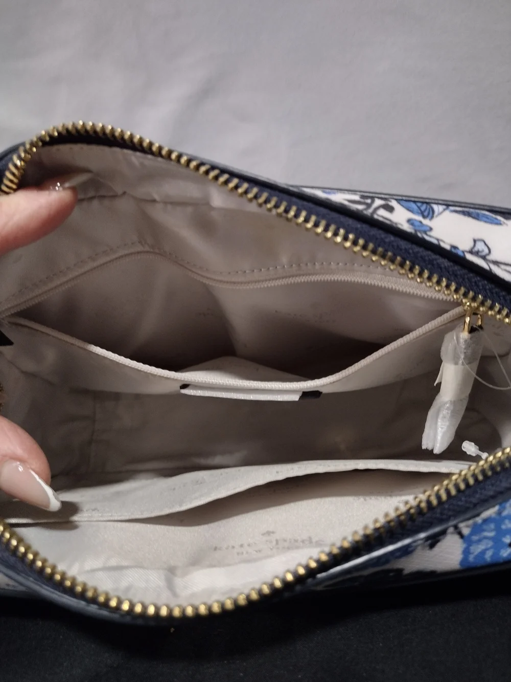 kate spade White and Blue Floral Crossbody Bag